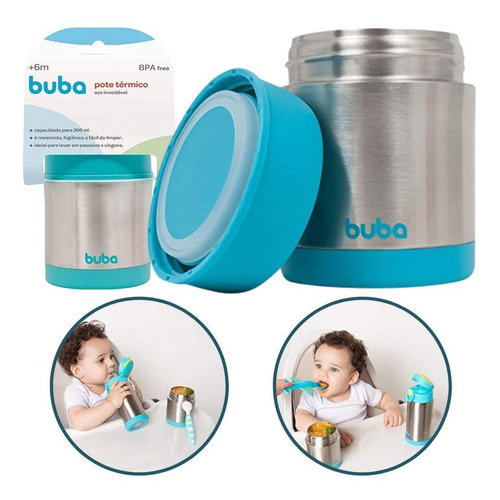 Pote Térmico Infantil Para Bebês Aço Inoxidável 350 Ml Buba