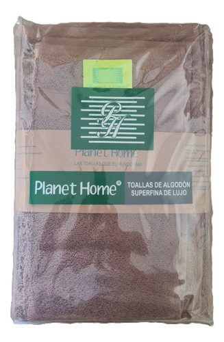 Conjunto De Toallas Y Toallon Planet Home Algodón 100% Peina Marrón Lisa