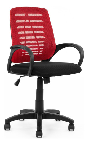 Silla Secretarial Estilo Oficina Ajustable Soporte Lumbar Color Rojo