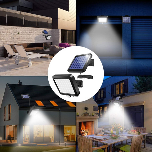 Pack 4 Focos Solares Potentes 250 Watts Carcasa Negro Luz Blanco Frío