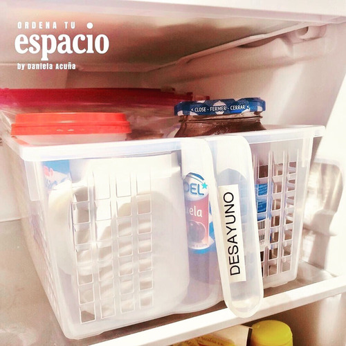Imagen 3 de 3 de Canasto Organizador Con Manija Grande Transparente