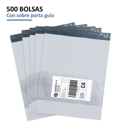 500 Bolsas Paqueteria Ecommerce C/hot Melt 22 X 30 Cm
