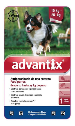 Advantix Pulgicida Perros 2.5ml Roja (10-25 Kg) 