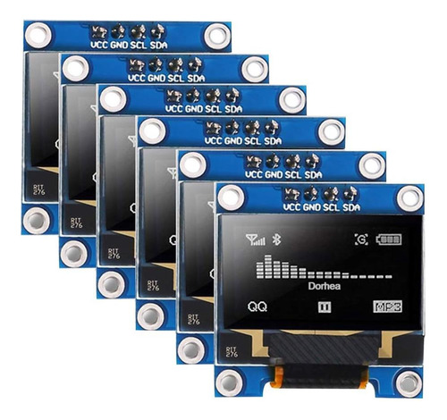 Dorhea 6pcs 0.96 Módulo Oled Módulo X64 Pixel Lcd Whit