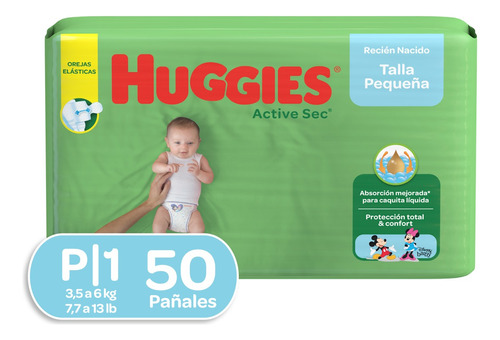 Pañales Huggies Active Sec 1 50 - Unidad a $840