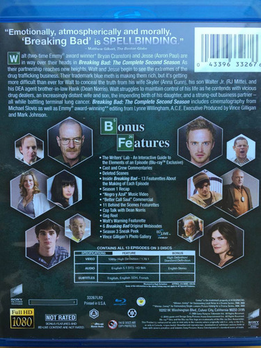 Blu-ray Breaking Bad The Complete Second Season 2a Temporada (Usado)