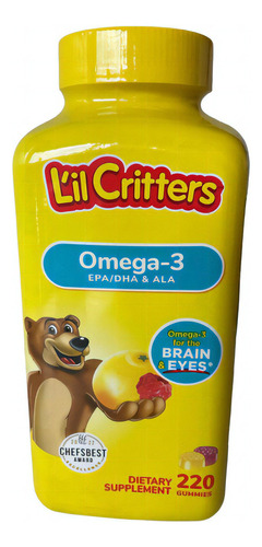 Lil Critters Omega 3 220 Gummies Sabor Raspberry Y Limón