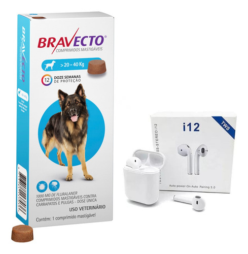 Bravecto Comprimido Cão Anti Pulga Carrapato 20a40kg 1000mg