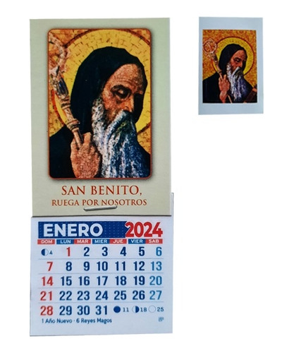 San Benito Calendario 2024 X 10 + 10 Stickers De Regalo