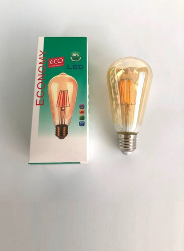 Lámpara Led Filamento 8w E27 St64 Vidrio Ambar