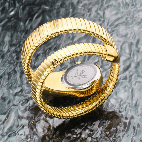 Relojes De Serpiente De Cuarzo Inoxidable Missfox Para Mujer Color Del Fondo Gold/white