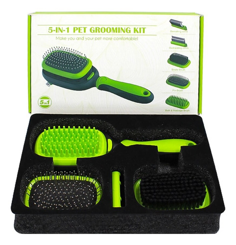 Kit De Cepillos Para Mascotas 5 En 1 / Peines Y Masajeador