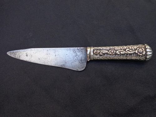 Cuchillo Artesanal Mango Alpaca, Detalle Baño Oro Buena Hoja