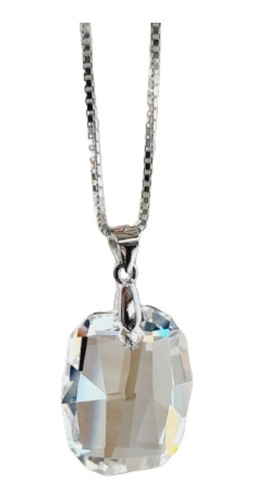 Collar De Plata Y Cristal Swarovski  Polygon Drop Blanco