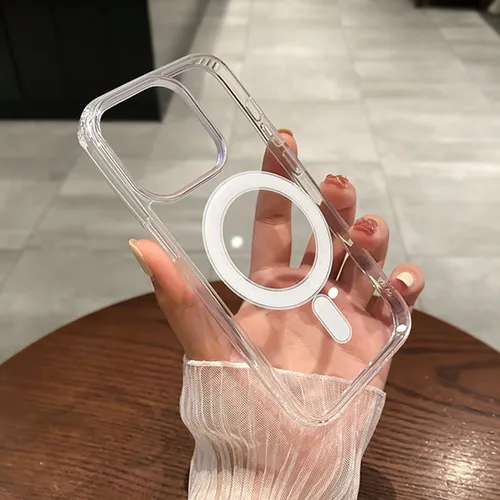 For Magesafe Magnetic Transparent Wireless Charge Case For iPhone 11 12 13 14 15 16 Pro Max Plus Mini X 7 8 Shockproof