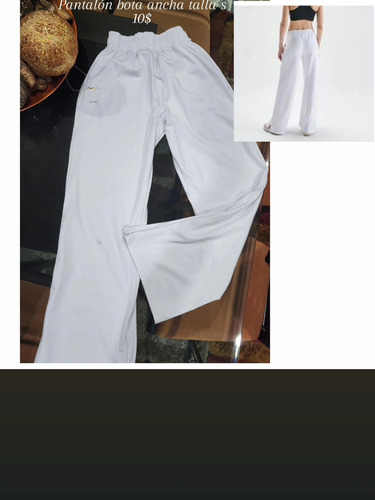 Pantalon Blanco Bota Ancha Talla Sm Liga Cintura Cuerpo Fit 
