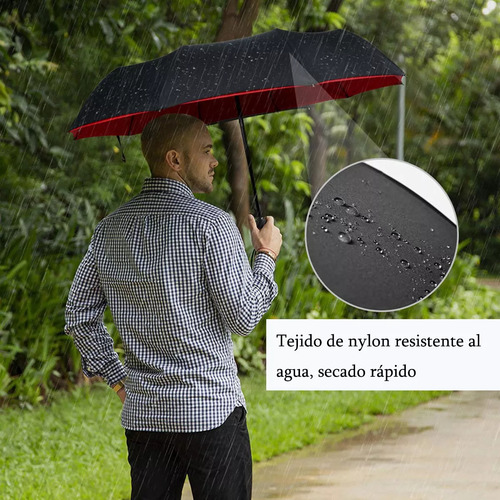 Paraguas Sombrilla Anti-ultravioleta Doblar Botón Automático Rojo Doble