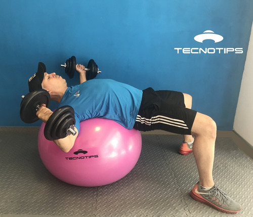 Imagen 2 de 10 de Pelota Pilates Yoga Funcional Tecnotips® 65cm + Inflador Color Rosa