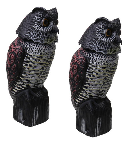 2 Piezas Owl Decoy Aves Scarer Deterrente Viento Activado