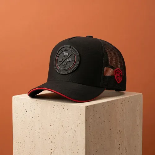Boné Trucker Country Masculino Feminino Telinha Pecuária Preto/vermelho Un