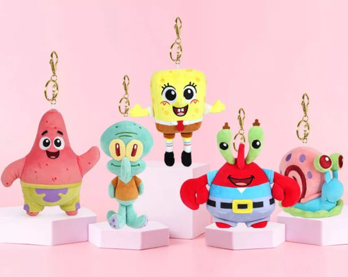 / Juego De Llaveros De Peluche De Bob Esponja De 12 Cm X 5