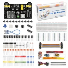 Kit de Componentes Electrónicos ZNEMAZ para Arduino y Raspberry Pi con Módulo Fuente de Poder, Protoboard, Cable Puente y Resistencias