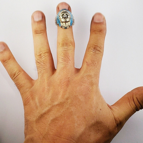 Anillo Jefe Apache Americano Plata 925 Y Opalo Talla 8 #9999