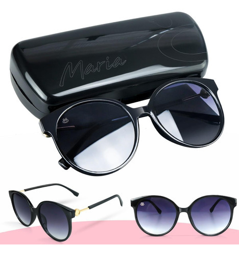 Óculos Feminino Sol Vintage Preto Maria + Case Cor da armação Carbon