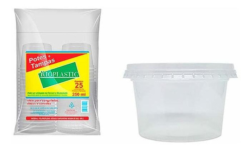 Pote Plástico Kit Sobre Tampa 250ml Rioplastic 25und