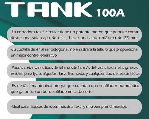 Imagen 4 de 10 de Maquina De Cortar Tela Tank Motor De Puro Cobre 100r Premium