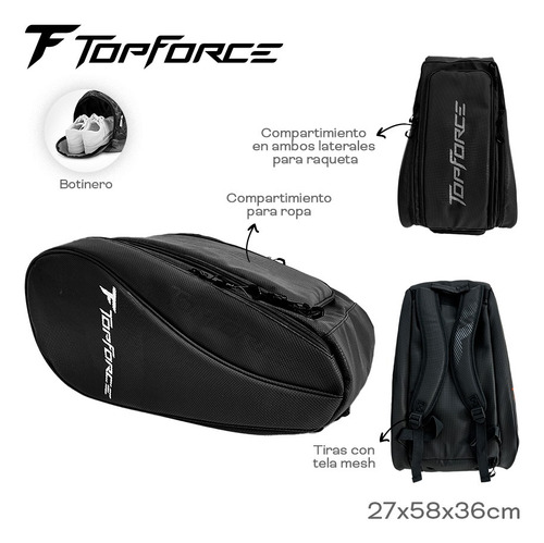 Bolso Mochila Raquetas Compartimiento Reforzado Sport 2 En 1