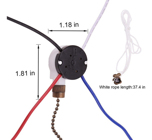 Kit De 5 Interruptores Para Ventilador De Techo, 3 Velocidad