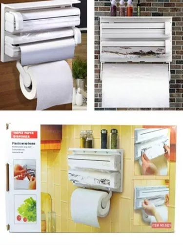 Dispenser Triple Porta Rollo Cocina Papel Film Aluminio