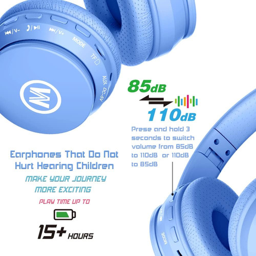 Auriculares Mokata, Infantiles, C/ Bluetooth, Azul Cielo