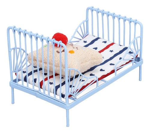 Cama De Metal Dollhouse 1:12 Con Estructura En Miniatura, Bo