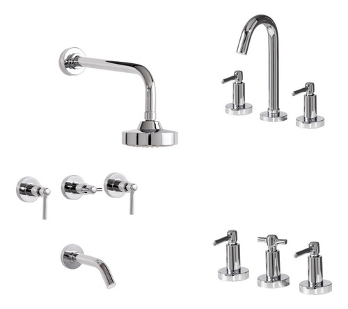 Griferia Combo Baño Completo Arion Lever Majos Bronce