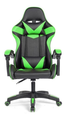 Cadeira de escritório Prizi PZ1005 gamer ergonômica  verde com estofado de pu