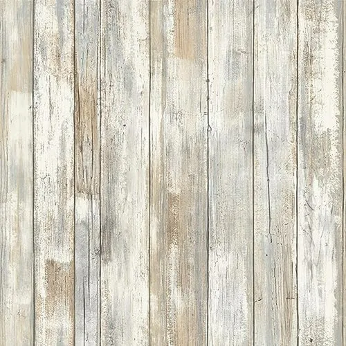 Papel Pintado Autoadhesivo Blanco De Madera Desgastada -