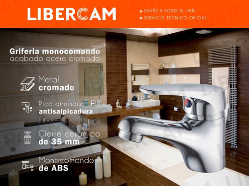 Imagen 3 de 10 de Griferia Canilla Monocomando Lavatorio De Baño