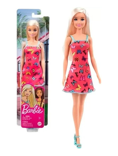 Barbie Básica 29 Cms Con Vestido Zapatos Mattel