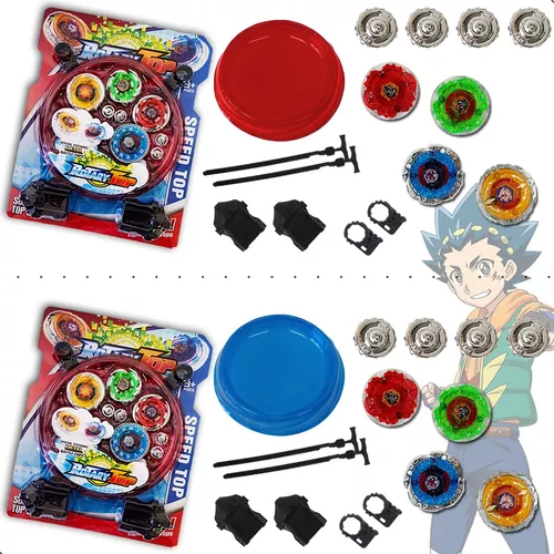 Kit Beyblade Metal 5D Brinquedo 4 Peões Led Toys - Speed Top