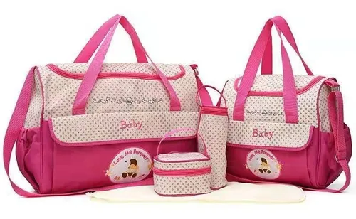 Set 5 Bolsas Pañalera Mochila Viaje Moderna Y Cambiador Bebe