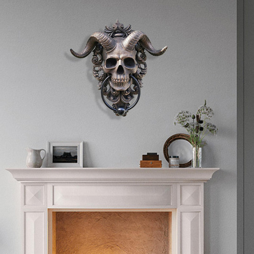 Wu-chuang Calavera Colgante Puerta Aldaba Resina Cabeza De
