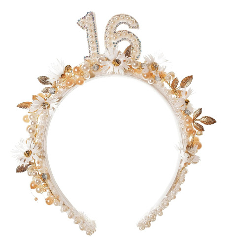 Diadema De 16 Cumpleaños Perlas  Diadema Hecha Mano De...