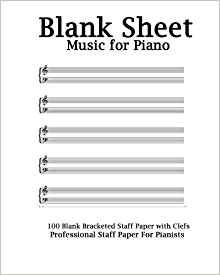 Blank Sheet Music For Piano White Cover, Bracketed Staff Pap