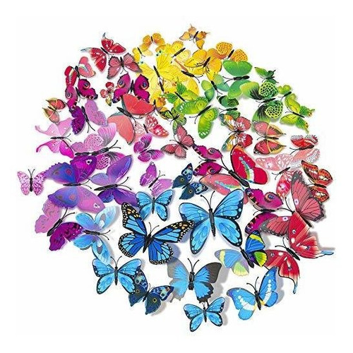 72 X Pcs 3d Mariposa Colorida Pegatinas De Pared Arte De Diy