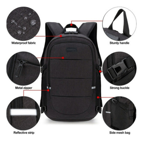Moxue Mochila Antirrobo Mochila Impermeable Para Portátil De 15,6i Color Negro