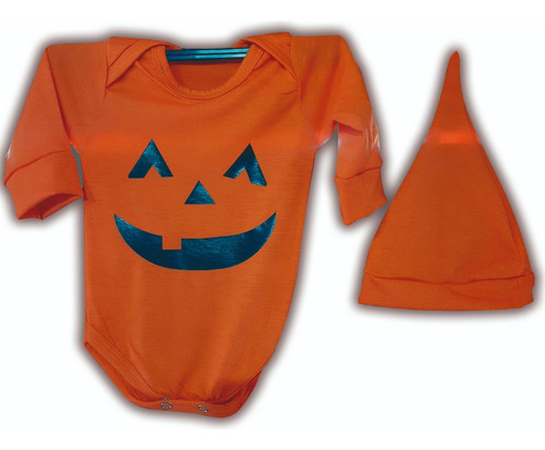 Conjunto Body Bebé Halloween Naranja