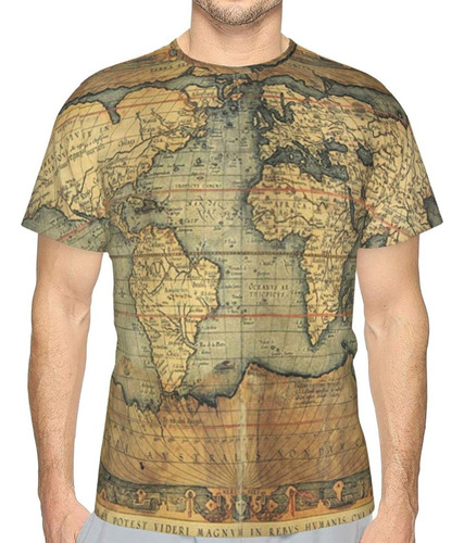 Camiseta Estampada En 3d Mapa De La Historia Mundial Del Sig