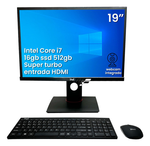 All In One I7 Computador Completo Intel 16gb Ssd512gb 19pol 